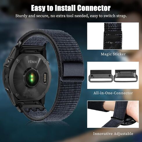 سوار ساعة من النايلون لسلسلة Garmin Fēnix/Epix/Quatix/MARQ/Descent Series/D2 Series/Enduro/Tactix، حزام بديل مريح للتنفس، حزام معصم رياضي لـ QuickFit 26 مم - أخضر داكن برتقالي in Kuwait