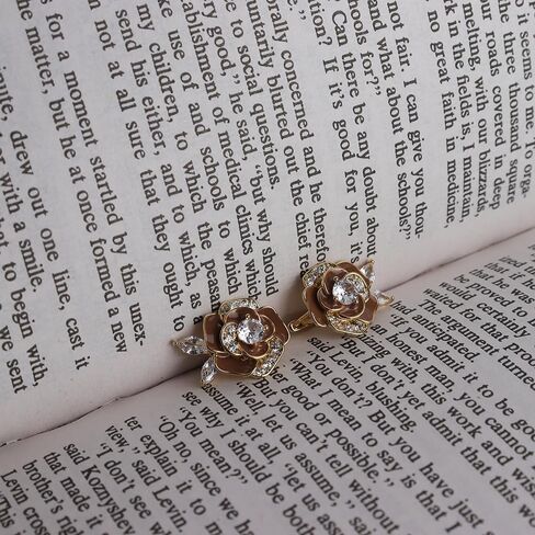 Sonateomber Gold Flower Leaf Stud Hoop Earrings for Women, Valentine Statement Cute Sparkly Rhinestone Enamel Floral huggie Earing Wedding Prom Fashion Jewelry Gift. in Kuwait