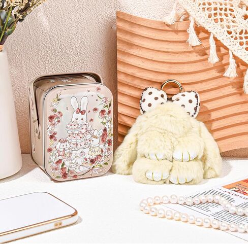 Bunny Keychain with Tin Box, Cute Keychain Gift, Soft Bunny Keychain Accessories for Women in Saudi Arabia