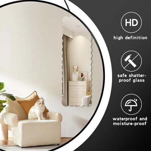 15.5IN Round Mirror, Rope Hanging Mirror, Decorative Wall Mirror with Hanging Chain for Bedroom, Bathroom, Living Room, Dresser (Black) in Saudi Arabia
