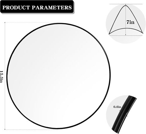 15.5IN Round Mirror, Rope Hanging Mirror, Decorative Wall Mirror with Hanging Chain for Bedroom, Bathroom, Living Room, Dresser (Black) in Saudi Arabia