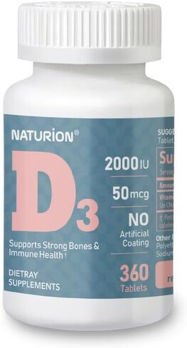Vitamin D3 2000iu (50 mcg) - Bones, Teeth, Muscle Health and Immune Support Supplement - 180 Tablets, 180 Day Supply in Kuwait