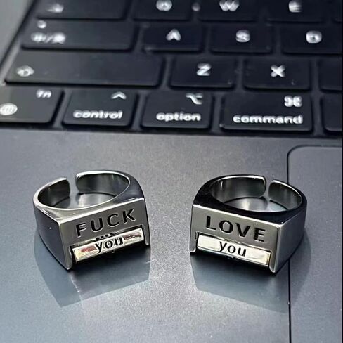 LIU JUN Fu*K Fidget Ring، حلقة التحكم في المزاج قابلة للتدوير، اللعنة عليك لي، اللعنة على كل شيء، حلقات قلق دوارة، إبداعية قابلة للتعديل، حلقة Fu*K، ملهمة، هدايا مجوهرات للنساء والرجال in Kuwait