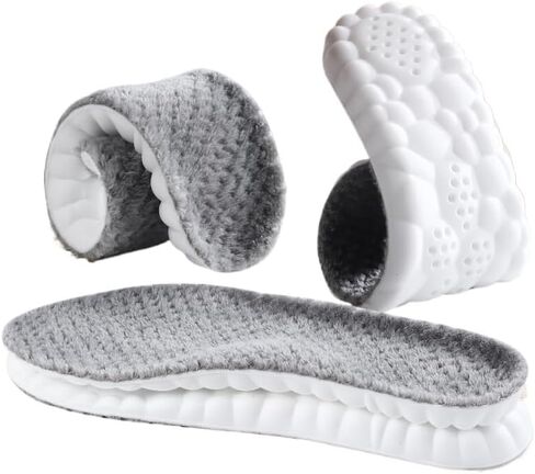 Warm Sport Insoles for Women Men,Thermal Shoe Insoles,Winter 4D Cloud Shoe Insoles for Boots, Fluffy Shoe Pads,Arch Support Plantar Fascitis Shoe Inserts,2 Pairs (Pink/Gray, Gray for Men (8-11)) in Saudi Arabia