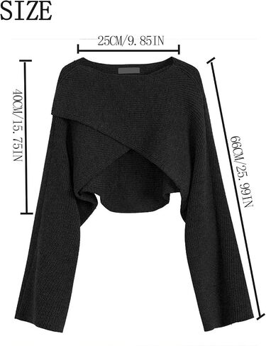 Womens Sweaters 2024 Fall Knit Casual Bolero Shrug Scarf with Long Sleeve Fashion Crew Neck Pullover Crop Top in Saudi Arabia