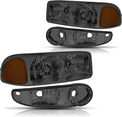 PM PERFORMOTOR PMHL-DENALI-0106-OH-BSA Black Smoked Housing amber Corner Pair of Headlights Replacement Compatible with 02-06 Sierra Yukon Denali in Kuwait