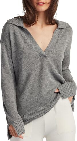 ELLEN TRACY Women's Polo Sweater, Addison Open Neck Collared Long Sleeve Pullover, Lightweight Pull Over Shirt Top in Saudi Arabia
