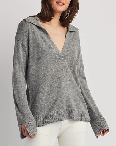 ELLEN TRACY Women's Polo Sweater, Addison Open Neck Collared Long Sleeve Pullover, Lightweight Pull Over Shirt Top in Saudi Arabia