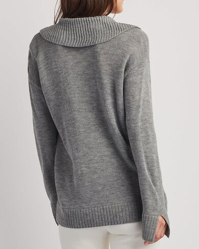 ELLEN TRACY Women's Polo Sweater, Addison Open Neck Collared Long Sleeve Pullover, Lightweight Pull Over Shirt Top in Saudi Arabia