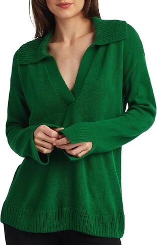 ELLEN TRACY Women's Polo Sweater, Addison Open Neck Collared Long Sleeve Pullover, Lightweight Pull Over Shirt Top in Saudi Arabia