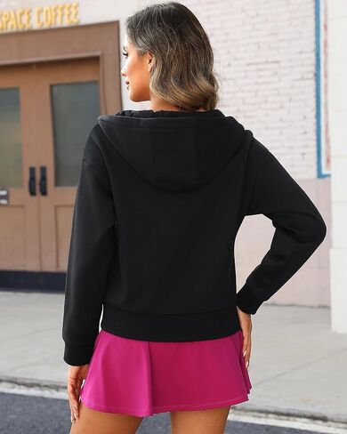 Stelle Zip Up Hoodies for Women Fleece Crop Jackets Long Sleeve Hooded Sweatshirts with Pockets Casual Coat in Saudi Arabia