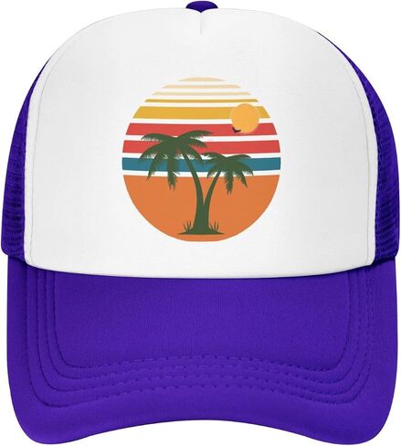 Tropical Palm Tree Hat Mesh Cap for Men Women, Adjustable Trucker Hat Baseball Cap in Saudi Arabia