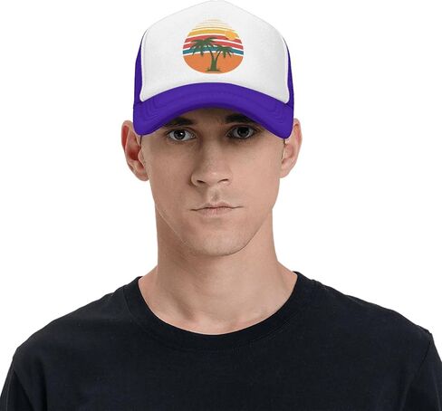 Tropical Palm Tree Hat Mesh Cap for Men Women, Adjustable Trucker Hat Baseball Cap in Saudi Arabia
