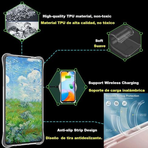 jioeuinly Pinwheel Slim 5 Kids Smartphone Case Compatible with Blu G91s Phone Case Cover [with Tempered Glass Screen Protector][Hard PC + Soft Silicone][Gold Glitter+Luminous] JSF-DJS in Kuwait