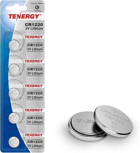 Tenergy CR1220 3V Lithium Button Cell Battery, for Keys, Watches, Accessories, 5 Pack in Kuwait