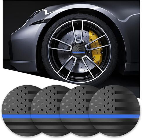 4 قطع أغطية مركز عجلة السيارة ذات العلم الأمريكي، أغطية محور السيارة 56 مم للحواف، ملحقات خارجية مقاومة للماء والغبار للسيارات، عالمية لسيارات الدفع الرباعي والشاحنات وRV (أسود) in Kuwait