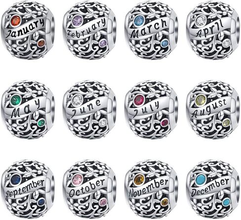 Birthstone Charms for Charms Bracelet 925 Sterling Silver Bead Crystal Charms Happy Birthday Charms for DIY Bracelet and Necklace in Saudi Arabia