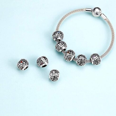 Birthstone Charms for Charms Bracelet 925 Sterling Silver Bead Crystal Charms Happy Birthday Charms for DIY Bracelet and Necklace in Saudi Arabia