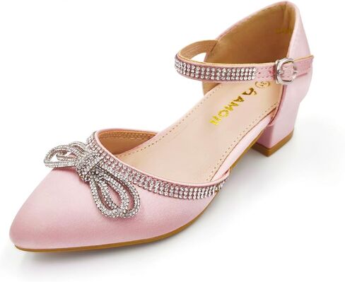 Amoji Girls High Heels Kid Ankle Strap Dress Shoes Wedding Party for Little Kid Big Kid 412 in Saudi Arabia