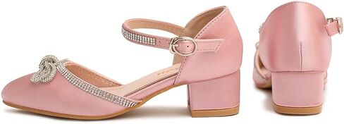 Amoji Girls High Heels Kid Ankle Strap Dress Shoes Wedding Party for Little Kid Big Kid 412 in Saudi Arabia