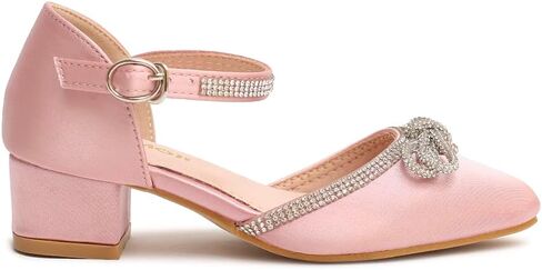 Amoji Girls High Heels Kid Ankle Strap Dress Shoes Wedding Party for Little Kid Big Kid 412 in Saudi Arabia