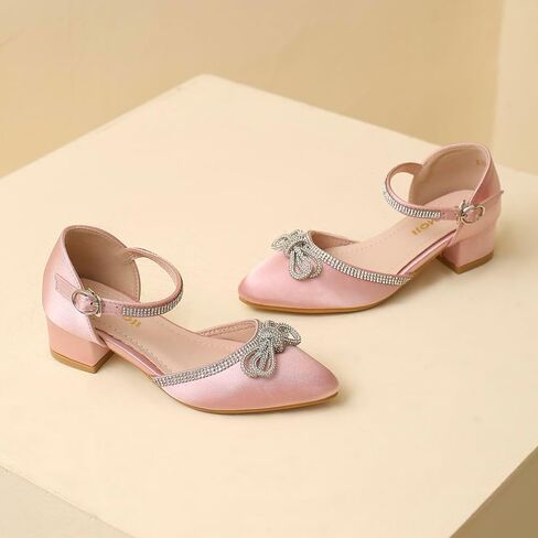 Amoji Girls High Heels Kid Ankle Strap Dress Shoes Wedding Party for Little Kid Big Kid 412 in Saudi Arabia