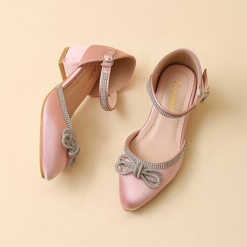 Amoji Girls High Heels Kid Ankle Strap Dress Shoes Wedding Party for Little Kid Big Kid 412 in Saudi Arabia