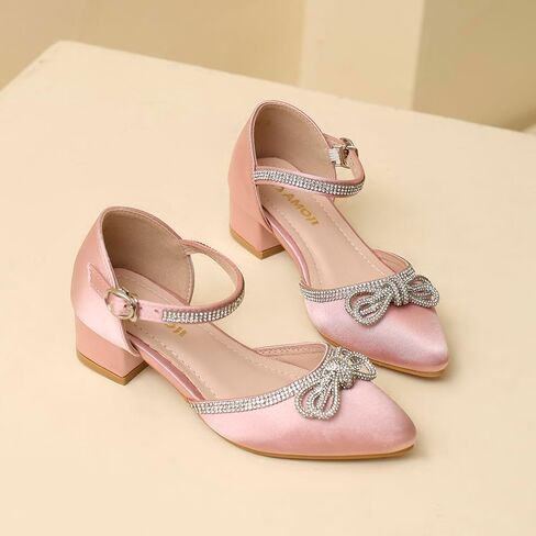 Amoji Girls High Heels Kid Ankle Strap Dress Shoes Wedding Party for Little Kid Big Kid 412 in Saudi Arabia