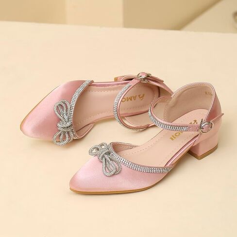 Amoji Girls High Heels Kid Ankle Strap Dress Shoes Wedding Party for Little Kid Big Kid 412 in Saudi Arabia