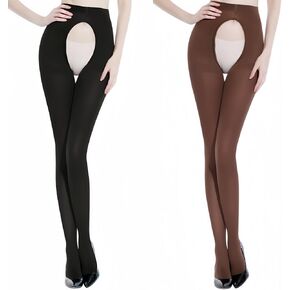 120D Women's Plus Size Tights Open Crotch High Waist Semi Opaque Ultra-Soft Large Size Pantyhose 3XL, 4XL