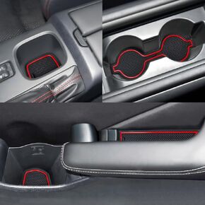 Auprite Anti Dust Mats for Toyota 86 Subaru BRZ Scion FR-S 2022 2023 2024 2025,Custom fit Cup Holder Liners Mats Door Pocket Center Console Liners (Red/6Pcs)