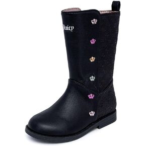 Juicy Couture Girls Winter Fur Boots Warm Insulated Fashion Booties Mid Calf Outdoor Snow Boot for Toddler/Little Kid/Big Kid
