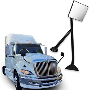 Chrome Hood Mirror Replacement for International Prostar 2008-2017 Semi Trucks with Mounting Arm Convex Mirrors Driver Left Side
