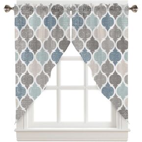 Swag Curtains Fall Valances for Windows Washable Kitchen Curtains Valances Rod Pocket Window Valance Curtains Geometric Vintage Moroccan Patterned Valances for Living Room Bedroom Bathroom, 36"x36"x2