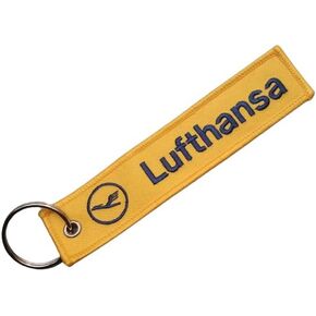 Lufthansa Germany German European Airline Flag Carrier Aircraft Air Airplane Flight Keychain Key Tag Chain Fob Ring