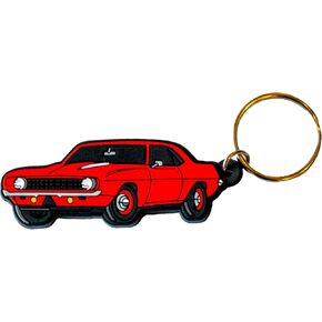 Vintage Retro 67 Chevy Camaro Keychain - PVC Soft Rubber FOB Accessories – Automotive Gift Idea (Hugger Orange)