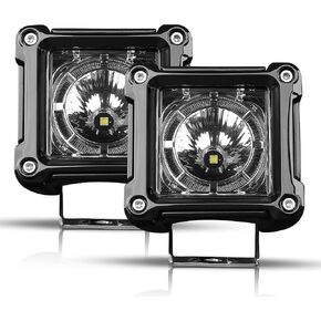 LED Cubes, Rigidhorse 3 Inch LED Pods Light 2PCS 100W Square Driving Lights SpotBeam Off Road Work Lights Fog Lights Truck Bumper Light for ATV UTV Motorcycle Pickup Boat