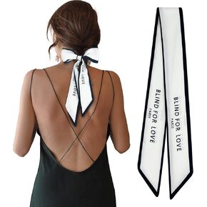 Women's Designer Hair Tie Neckerchief Handbag Handle Ribbon Fashion Scarf (A-WHITE)