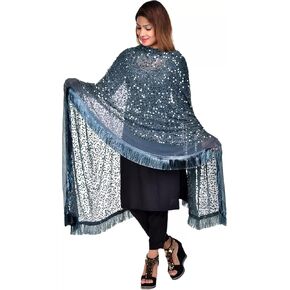 themilestocks TMS Woman's Embroidered Chiffon Dupatta Scarf Shawl Wrap Soft Indian Bridal Wedding