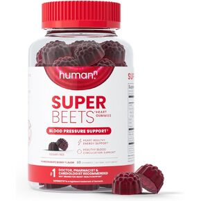 humanN SuperBeets Heart Gummies - Beet Gummies with Heart-Healthy Energy Support, Grape Seed Extract & Beet Root Powder, Sugar Free - Pomegranate Berry Flavor, 120 Count