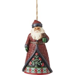 Enesco Jim Shore Heartwood Creek Holiday Manor Santa with Bell Hanging Ornament, 4.49 Inch, Multicolor