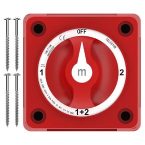Battery Disconnect Switch, 1-Both-2-Off Heavy Duty Cutoff Switch 300A 12V-48V Waterproof Ignition Protected Power Kill Switch with Knob for Boat, Marine, RV, Car, Truck Battery - 4 Position