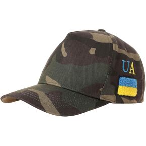 Camouflage Cap Ukrainian Flag Baseball Cap with Adjustable Clasp One-Size-Fits-All 100% Cotton, Khaki