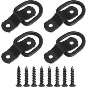 Heavy Duty 1/4" D Rings Tie Down Anchors Hooks Tie Down D Rings Trailer Anchor Lashing Rings for RV SUV Car Boats Motorcycles Surface Cargo Trailers Vans Trucks Mount (Black-4)