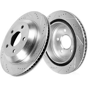 Callahan Brake Parts CDS04968 REAR 340.2mm Drilled/Slotted 5 Lug [2] Rotors