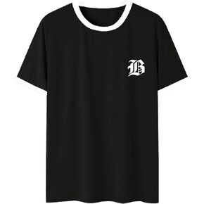 Men's Letter Graphic Tee Shirts Short Sleeve Colorblock Crew Neck Summer Cool T-Shirt