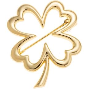 Gold four-leaf clover, Flowers Plant brooch,Sweet brooch,Suit Stud, Shirt Studs, Lapel Pin for women for men，Dainty Christmas Wedding Birthday Holiday Jewelry Unisex Clothing Accessories