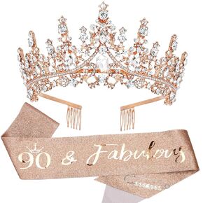TOBATOBA 14th Birthday Decorations for Girls, Rose Gold Birthday Sash and Tiara for Girls, It's My 14th Birthday Decorations for Girls, 14 Birthday Crown Happy Birthday Gift Party Supplies for Girls