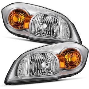 Chrome Housing Clear Side Factory Style Headlights Compatible with 2005-2010 Pontiac Pursuit G5 Cobalt CAAP-CC05-OH-CHCL-HL