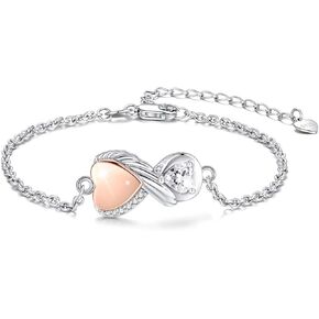 Cubic Zircon/Opal Urn Bracelet for Ashes for Women 925 Sterling Silver - Oval Shaped Cremation Bracelets Memorial Jewelry Bereavement Keepsake Pendant Locket Gifts for Loss of a Loved One